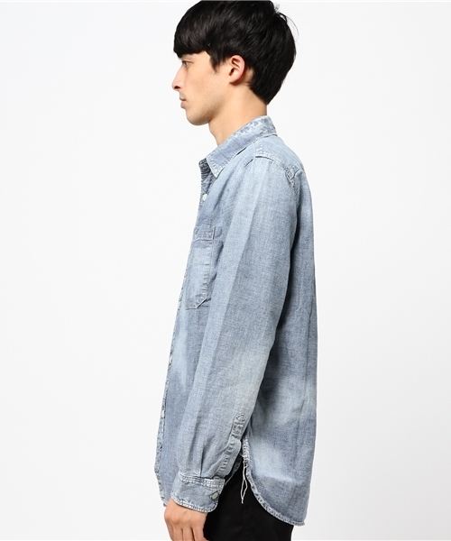 HYSTERIC GLAMOUR（ヒステリックグラマー）の「USED加工シャンブレー 長袖ワークSH（シャツ/ブラウス・メンズ・インディゴブルー・SMALL/MEDIUM/LARGE）」の4枚目の写真