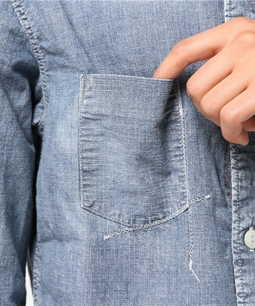 HYSTERIC GLAMOUR（ヒステリックグラマー）の「USED加工シャンブレー 長袖ワークSH（シャツ/ブラウス・メンズ・インディゴブルー・SMALL/MEDIUM/LARGE）」の8枚目の写真