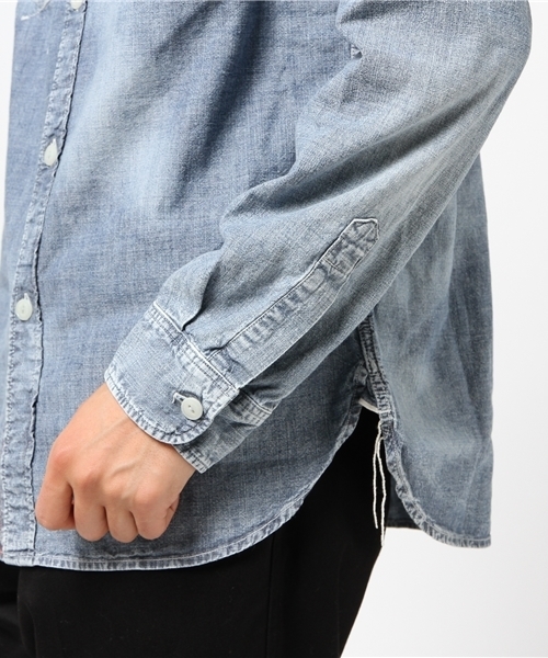 HYSTERIC GLAMOUR（ヒステリックグラマー）の「USED加工シャンブレー 長袖ワークSH（シャツ/ブラウス・メンズ・インディゴブルー・SMALL/MEDIUM/LARGE）」の9枚目の写真