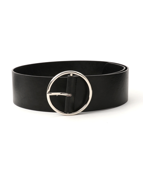WEGO（ウィゴー）の「WEGO/リングフェイクレザーワイドベルト（ベルト・レディース・シルバー/ゴールド/ブラック/ブラック系その他・FREE）」の3枚目の写真