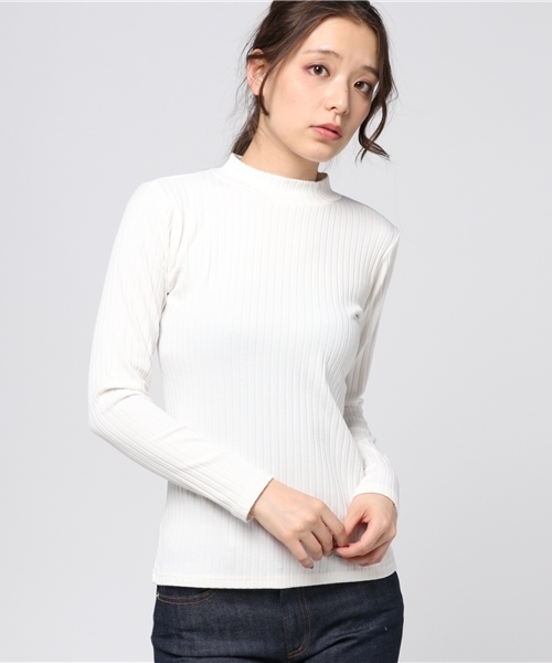 N.（N. Natural Beauty Basic）（エヌエヌナチュラルビューティーベーシック）の「ボトルネックリブ（Tシャツ/カットソー・レディース・ホワイト/ピンク/ベージュ/ブラック・MEDIUM）」の2枚目の写真