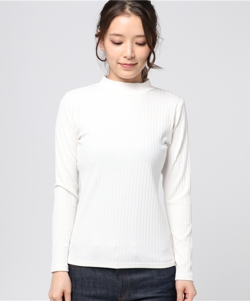 N.（N. Natural Beauty Basic）（エヌエヌナチュラルビューティーベーシック）の「ボトルネックリブ（Tシャツ/カットソー・レディース・ホワイト/ピンク/ベージュ/ブラック・MEDIUM）」の5枚目の写真