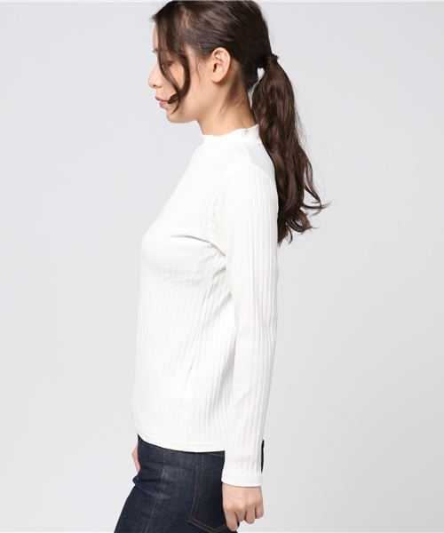 N.（N. Natural Beauty Basic）（エヌエヌナチュラルビューティーベーシック）の「ボトルネックリブ（Tシャツ/カットソー・レディース・ホワイト/ピンク/ベージュ/ブラック・MEDIUM）」の6枚目の写真