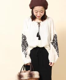 coen | 【Market】コットン袖エンブロイダリーブラウスⅡ(シャツ/ブラウス)