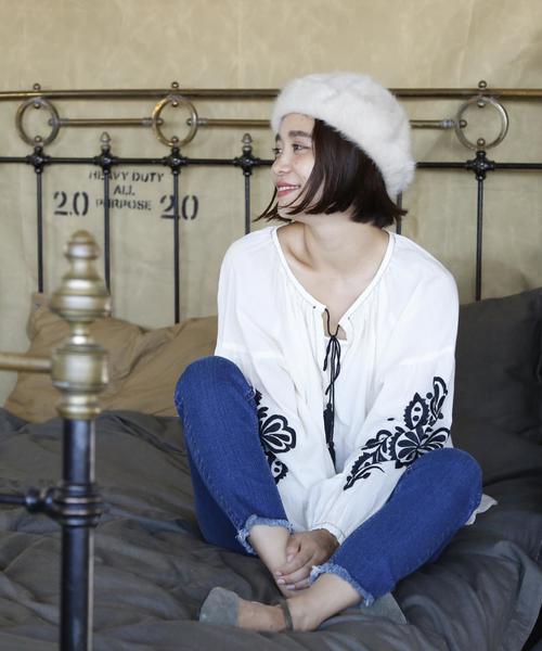 coen(コーエン)の「【Market】コットン袖エンブロイダリーブラウスⅡ(シャツ/ブラウス・レディース・ベージュ/オフホワイト・FREE)」の4枚目の写真