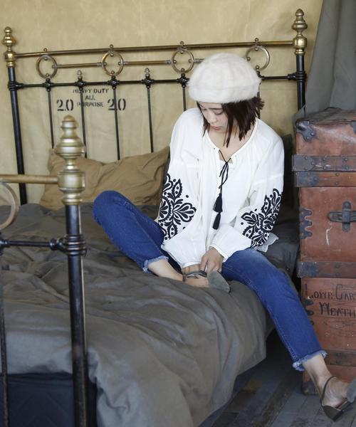 coen(コーエン)の「【Market】コットン袖エンブロイダリーブラウスⅡ(シャツ/ブラウス・レディース・ベージュ/オフホワイト・FREE)」の6枚目の写真