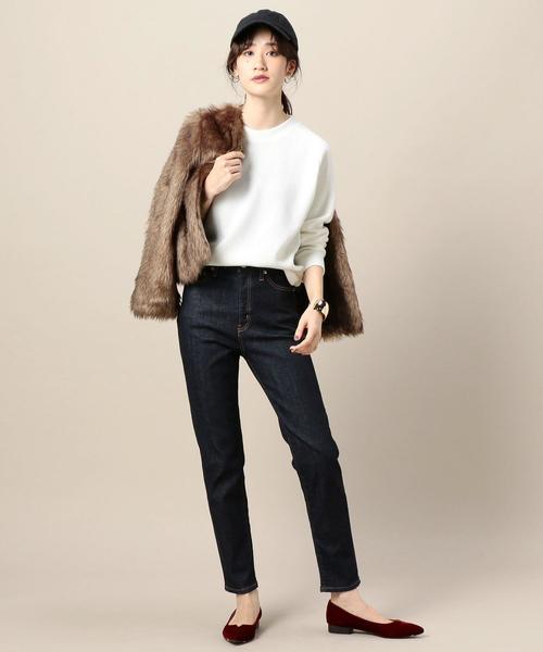 BEAUTY&YOUTH UNITED ARROWS(ビューティーアンドユースユナイテッドアローズ)の「BY ハイウエストデニムテーパードパンツ(デニムパンツ・レディース・ネイビー/ブラック・LARGE/MEDIUM/SMALL)」の6枚目の写真