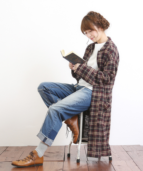 CUBE SUGAR（キューブシュガー）の「度甘ネルチェックコートワンピース（ワンピース・レディース・ホワイト系その他/ベージュ系その他/グリーン系その他/レッド系その他・M）」の16枚目の写真