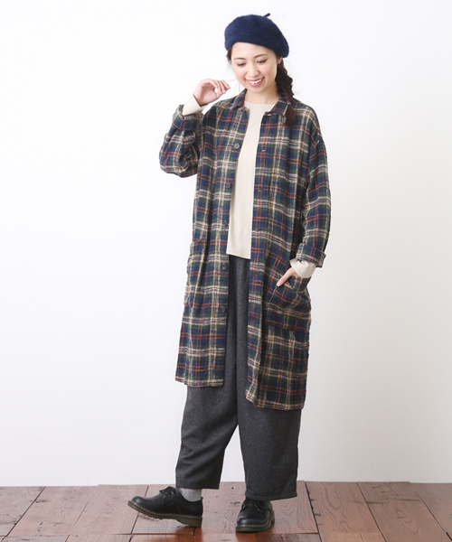 CUBE SUGAR（キューブシュガー）の「度甘ネルチェックコートワンピース（ワンピース・レディース・ホワイト系その他/ベージュ系その他/グリーン系その他/レッド系その他・M）」の18枚目の写真