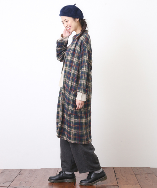 CUBE SUGAR（キューブシュガー）の「度甘ネルチェックコートワンピース（ワンピース・レディース・ホワイト系その他/ベージュ系その他/グリーン系その他/レッド系その他・M）」の19枚目の写真