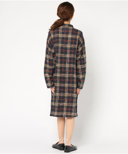 CUBE SUGAR（キューブシュガー）の「度甘ネルチェックコートワンピース（ワンピース・レディース・ホワイト系その他/ベージュ系その他/グリーン系その他/レッド系その他・M）」の7枚目の写真