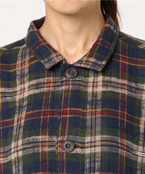 CUBE SUGAR（キューブシュガー）の「度甘ネルチェックコートワンピース（ワンピース・レディース・ホワイト系その他/ベージュ系その他/グリーン系その他/レッド系その他・M）」の8枚目の写真