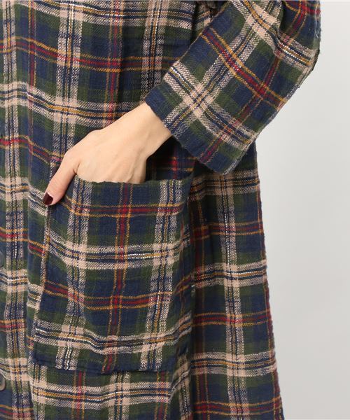 CUBE SUGAR（キューブシュガー）の「度甘ネルチェックコートワンピース（ワンピース・レディース・ホワイト系その他/ベージュ系その他/グリーン系その他/レッド系その他・M）」の9枚目の写真