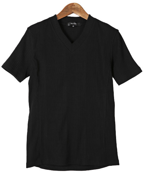 LUXSTYLE(ラグスタイル)の「ランダムテレコリブサイド切り替えVネック半袖Tシャツ(Tシャツ/カットソー・メンズ・ネイビー/ブルー/杢グレー/ブラック/ホワイト/レッド/ブラック系その他/ワイン・M/L/XL/S)」の18枚目の写真