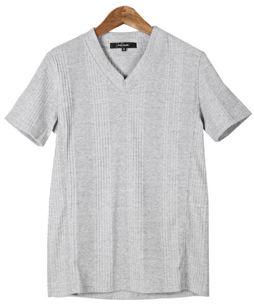 LUXSTYLE(ラグスタイル)の「ランダムテレコリブサイド切り替えVネック半袖Tシャツ(Tシャツ/カットソー・メンズ・ネイビー/ブルー/杢グレー/ブラック/ホワイト/レッド/ブラック系その他/ワイン・M/L/XL/S)」の21枚目の写真
