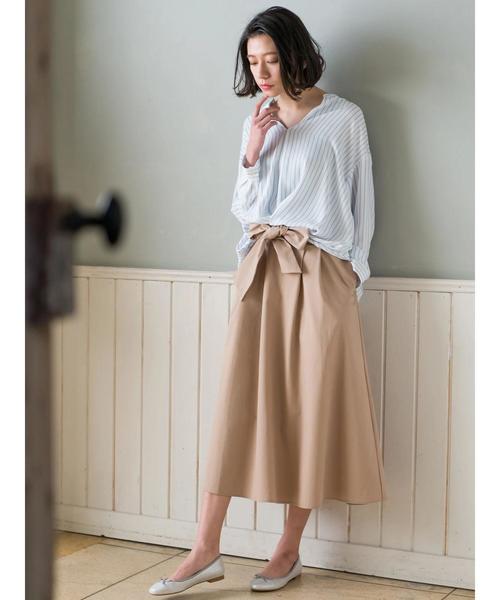 earth music&ecology（アースミュージックアンドエコロジー）の「とろみスキッパーブラウス ●（シャツ/ブラウス・レディース・ストライプ/オフホワイト/ライトグレー/サックスブルー/ピンクベージュ/その他1・FREE）」の11枚目の写真