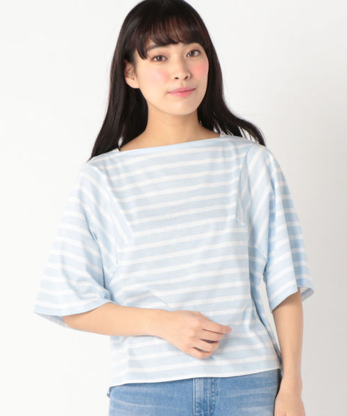 SHIPS(シップス)の「MAISON CHANTOISE:ボーダートップス(Tシャツ/カットソー・レディース・ブラック/ライトブルー・ONE SIZE)」の1枚目の写真