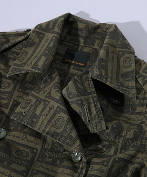 HYSTERIC GLAMOUR（ヒステリックグラマー）の「ワッペン付 オックス長袖ミリタリーSHOP（ワンピース・レディース・カーキ/グリーン系カモフラージュ/ネイビー/ブラック・FREE）」の8枚目の写真