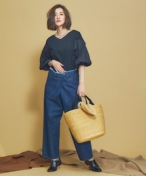 Abahouse Devinette（ドゥヴィネット）の「インディゴラップデニムパンツ（デニムパンツ・レディース・ホワイト/ネイビー・38/36）」の18枚目の写真