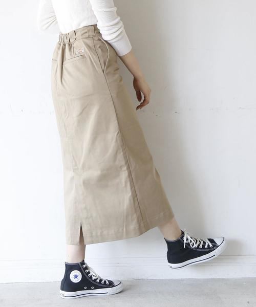 Dickies（ディッキーズ）の「【別注】 Dickies(ディッキーズ)ストレッチロングタイトスカート（スカート・レディース・ダークグリーン/ワイン/ベージュ・SMALL/MEDIUM/LARGE）」の2枚目の写真
