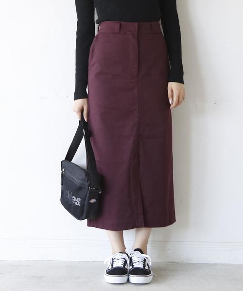 Dickies（ディッキーズ）の「【別注】 Dickies(ディッキーズ)ストレッチロングタイトスカート（スカート・レディース・ダークグリーン/ワイン/ベージュ・SMALL/MEDIUM/LARGE）」の3枚目の写真