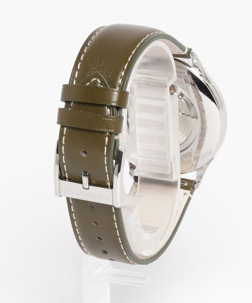 HAMILTON（ハミルトン）の「HAMILTON [ハミルトン] 腕時計 Jazzmaster （ジャズマスター） Thinline オート 自動巻き 40MM レザーベルト ホワイト×グリーン（アナログ腕時計・メンズ・ホワイト系その他・LARGE）」の2枚目の写真