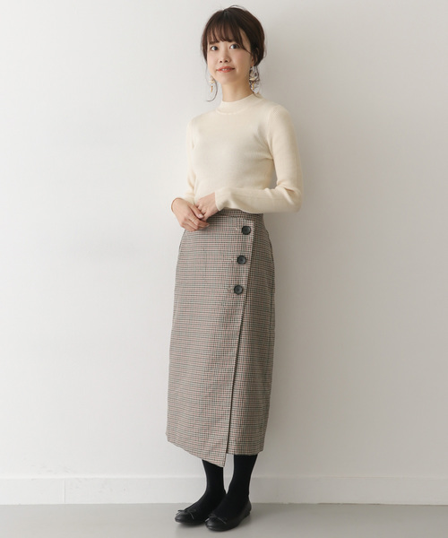 ITEMS URBANRESEARCH（アイテムズ アーバンリサーチ）の「ラップタイトチェックスカート（スカート・レディース・チャコールグレー/ブラウン・FREE）」の5枚目の写真