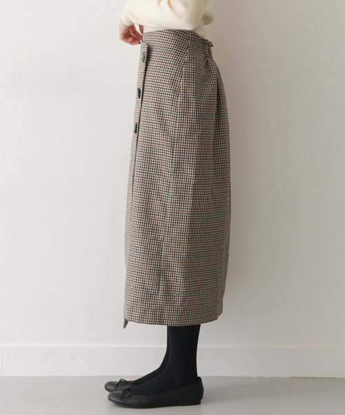 ITEMS URBANRESEARCH（アイテムズ アーバンリサーチ）の「ラップタイトチェックスカート（スカート・レディース・チャコールグレー/ブラウン・FREE）」の8枚目の写真