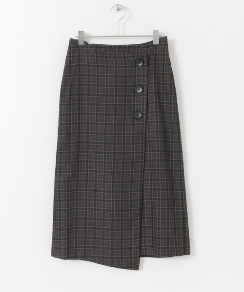 ITEMS URBANRESEARCH（アイテムズ アーバンリサーチ）の「ラップタイトチェックスカート（スカート・レディース・チャコールグレー/ブラウン・FREE）」の10枚目の写真
