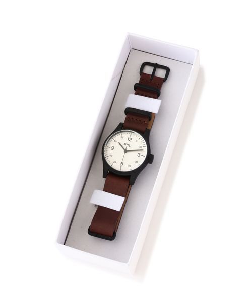 MHL.（エムエイチエル）の「MILITARY LEATHER WATCH（アナログ腕時計