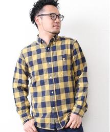 coen | ダブルガーゼブロックチェックボタンダウンシャツ(シャツ/ブラウス)