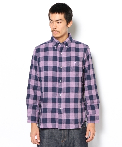 coen（コーエン）の「ダブルガーゼブロックチェックボタンダウンシャツ（シャツ/ブラウス・メンズ・ピンク/マスタード/ターコイズブルー・LARGE/X-LARGE/X-SMALL/SMALL/MEDIUM）」の4枚目の写真