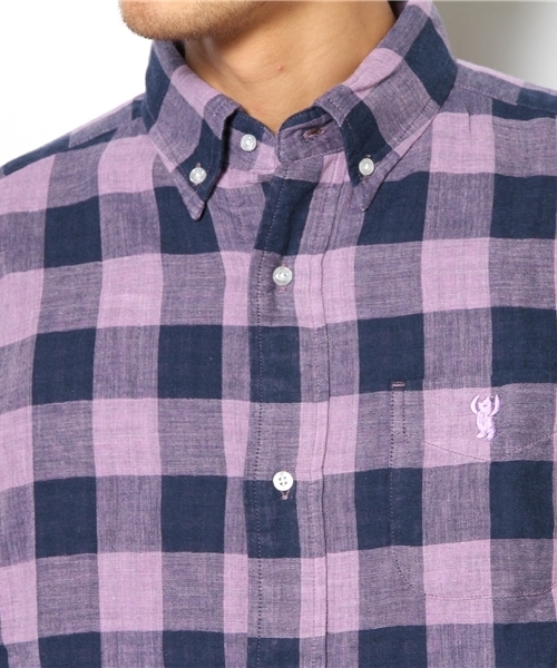 coen（コーエン）の「ダブルガーゼブロックチェックボタンダウンシャツ（シャツ/ブラウス・メンズ・ピンク/マスタード/ターコイズブルー・LARGE/X-LARGE/X-SMALL/SMALL/MEDIUM）」の7枚目の写真