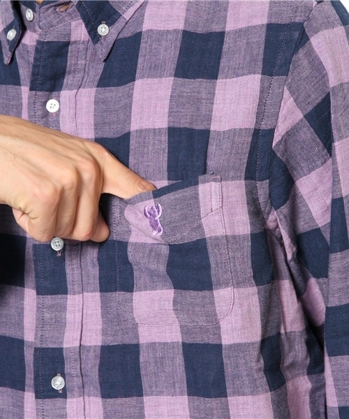 coen（コーエン）の「ダブルガーゼブロックチェックボタンダウンシャツ（シャツ/ブラウス・メンズ・ピンク/マスタード/ターコイズブルー・LARGE/X-LARGE/X-SMALL/SMALL/MEDIUM）」の8枚目の写真