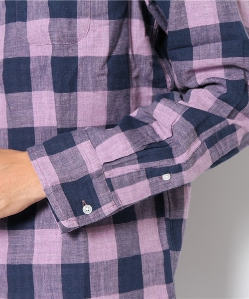 coen（コーエン）の「ダブルガーゼブロックチェックボタンダウンシャツ（シャツ/ブラウス・メンズ・ピンク/マスタード/ターコイズブルー・LARGE/X-LARGE/X-SMALL/SMALL/MEDIUM）」の9枚目の写真