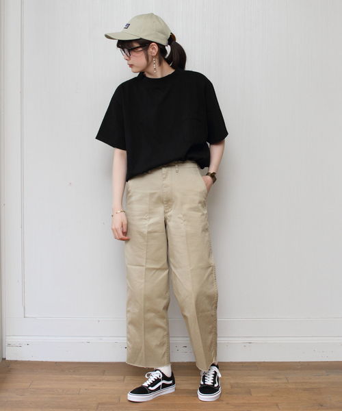 Goodwear(Since1983)（グッドウェア）の「GOODWEAR / グッドウェア モックネック　ショートスリーブTシャツ（Tシャツ/カットソー・メンズ・ホワイト/ブラック/パープル/ネイビー/ブラウン/ブラック系その他2/グレー系その他/ベージュ・M/L/XL）」の4枚目の写真