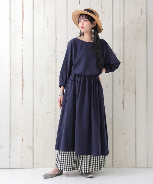 n'OrLABEL（ノアールレーベル）の「風合いコットンロングワンピース（ワンピース・レディース・エメラルド/スミクロ/ダークネイビー/オレンジ/アイボリー/ベージュ/オリーブ/スモークピンク・FREE）」の20枚目の写真