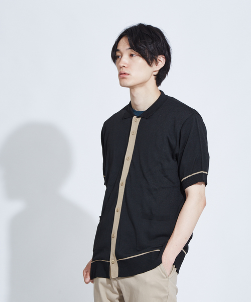 ABAHOUSE（アバハウス）の「【WEB別注】ニット シャツ カーディガン（ニット/セーター・メンズ・グレー/ブラック/ベージュ・46/48）」の2枚目の写真