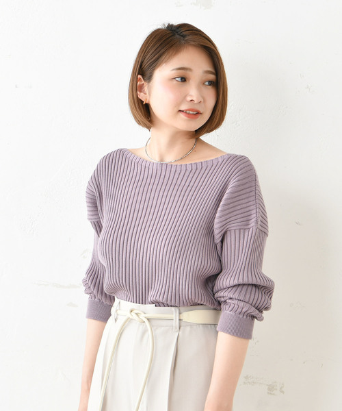 DouDou(ドゥドゥ)の「リブドルマン(ニット/セーター・レディース・ブラック/パープル/ブラウン/キャメル/グレイッシュベージュ・FREE)」の5枚目の写真