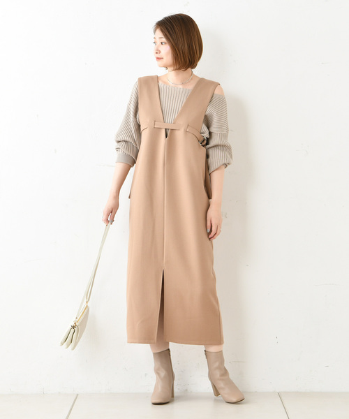 DouDou(ドゥドゥ)の「リブドルマン(ニット/セーター・レディース・ブラック/パープル/ブラウン/キャメル/グレイッシュベージュ・FREE)」の8枚目の写真