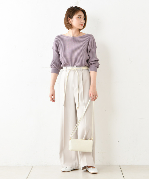 DouDou(ドゥドゥ)の「リブドルマン(ニット/セーター・レディース・ブラック/パープル/ブラウン/キャメル/グレイッシュベージュ・FREE)」の12枚目の写真