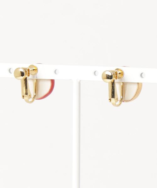 tone（トーン）の「【irodori】ラウンド金彩earring（赤)（イヤリング・レディース・レッド・FREE）」の2枚目の写真