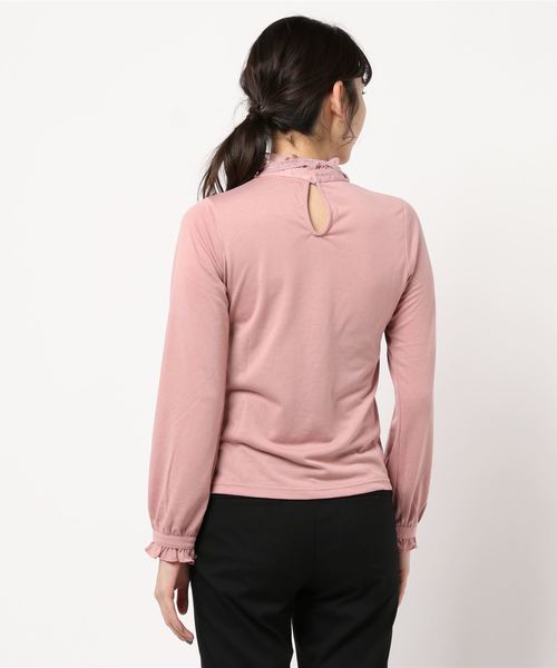 axes femme(アクシーズファム)の「スタンドブラウス風カットPO(Tシャツ/カットソー・レディース・ブラック/ピンク/キナリ・MEDIUM)」の5枚目の写真