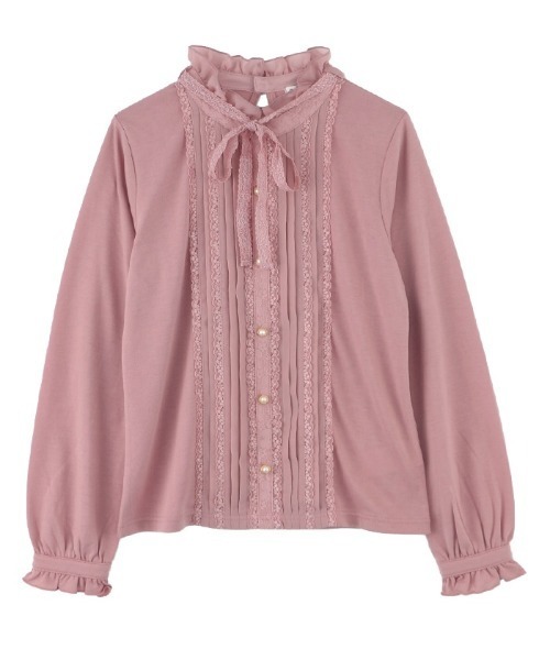 axes femme(アクシーズファム)の「スタンドブラウス風カットPO(Tシャツ/カットソー・レディース・ブラック/ピンク/キナリ・MEDIUM)」の3枚目の写真