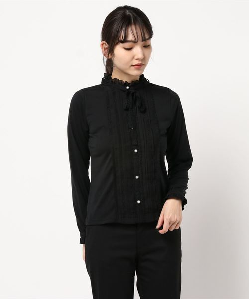 axes femme(アクシーズファム)の「スタンドブラウス風カットPO(Tシャツ/カットソー・レディース・ブラック/ピンク/キナリ・MEDIUM)」の7枚目の写真