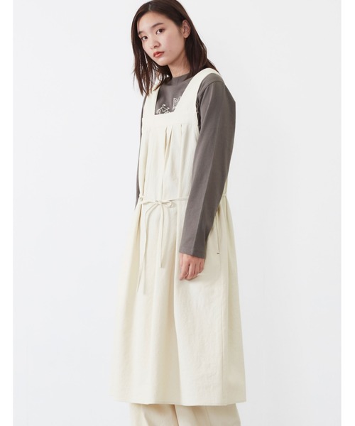 POU DOU DOU(プードゥドゥ)の「タックジャンパースカート(ワンピース・レディース・ダークブラウン/インディゴブルー/アイボリー・3)」の9枚目の写真