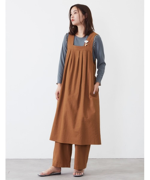 POU DOU DOU(プードゥドゥ)の「タックジャンパースカート(ワンピース・レディース・ダークブラウン/インディゴブルー/アイボリー・3)」の11枚目の写真