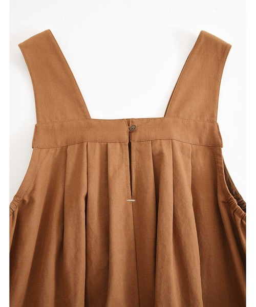 POU DOU DOU(プードゥドゥ)の「タックジャンパースカート(ワンピース・レディース・ダークブラウン/インディゴブルー/アイボリー・3)」の4枚目の写真