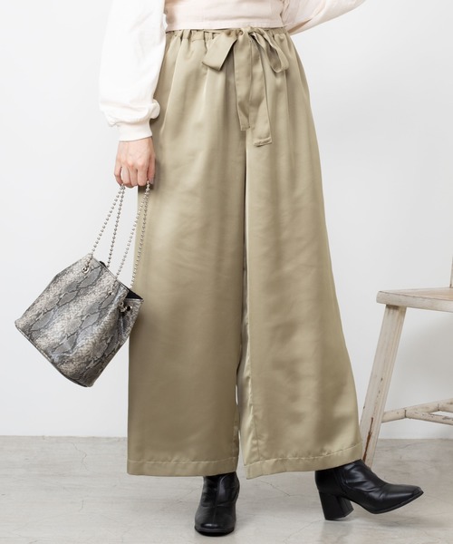 セール Wego ウエストリボンサテンワイドパンツ スラックス Wego ウィゴー のファッション通販 Zozotown