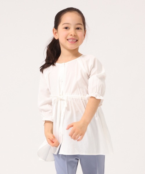 GLOBAL WORK（グローバルワーク）の「【キッズ】ギャザー前開きチュニック/864910（シャツ/ブラウス・キッズ・ホワイト/ベージュ・110cm/100cm/120cm/140cm/130cm）」の2枚目の写真